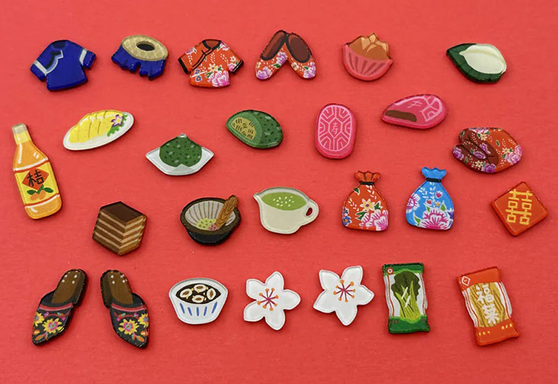 日日野餐 客家風格耳環耳夾別針